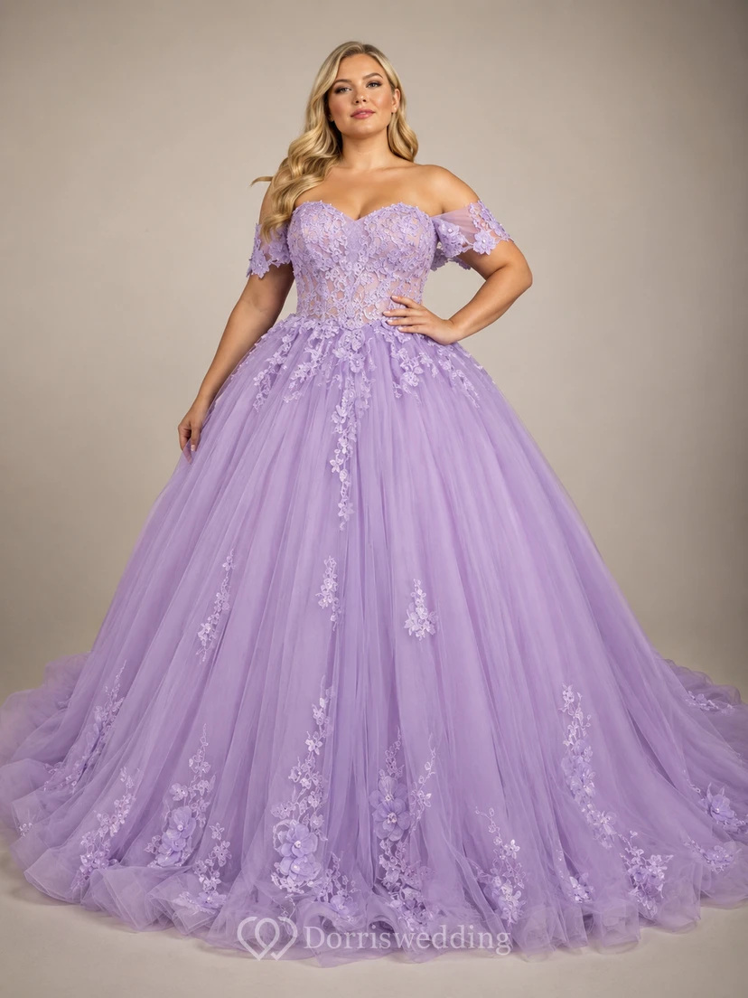Sweetheart Ball Gown Tulle A-line Applique Exquisite Prom Dress view 4