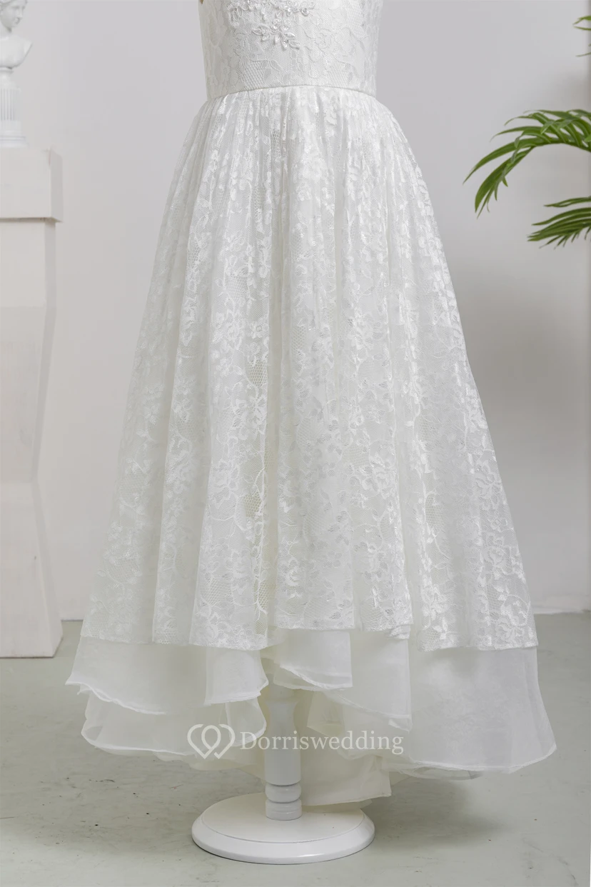 First Communion White Lace Long Layered Flowergirl Dress view 7