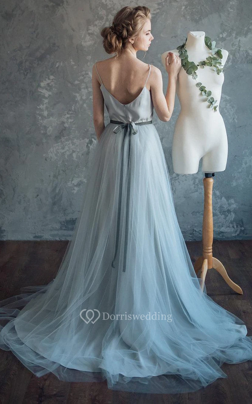 Bluish Gray Wedding Borgia Dress view 2