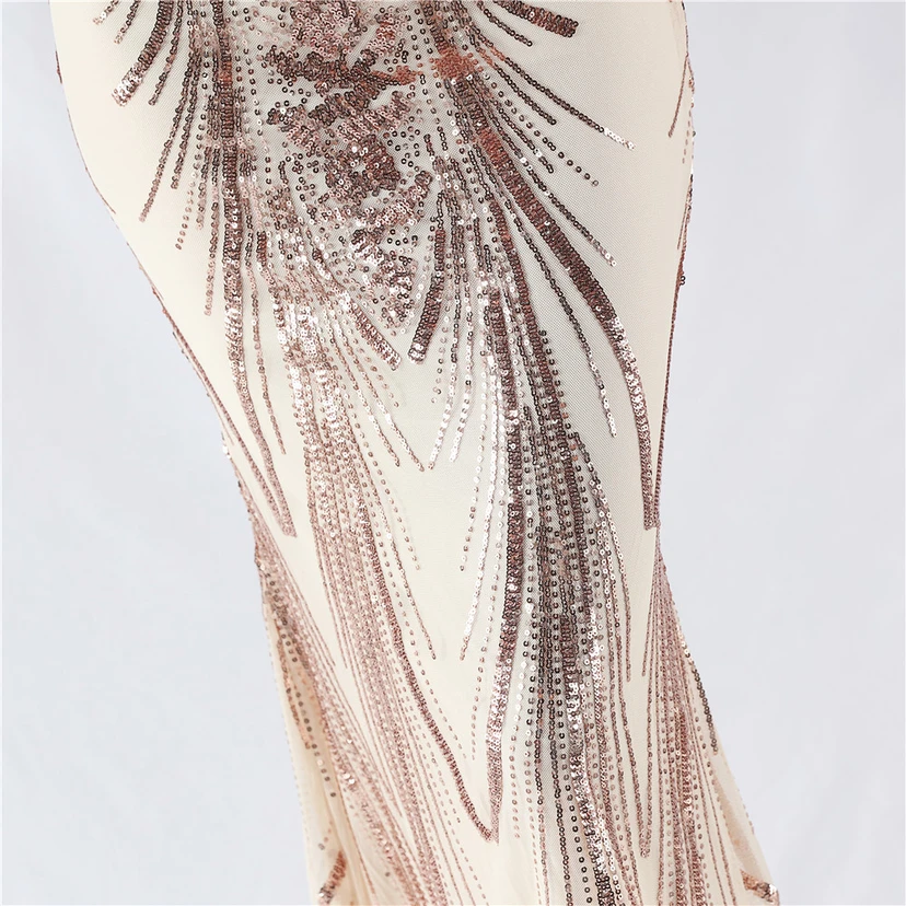 Waist-Reduced Fishbone Shaping Positioning Flower Sequined Anchor Sexy Beaded Suspender Evening Dress view 20