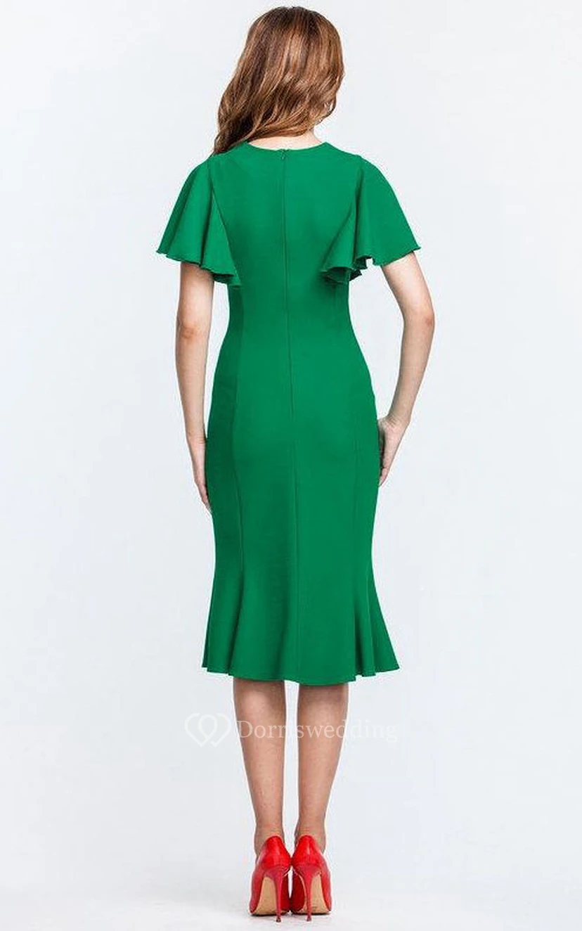 Vestido de punto de manga murciélago hasta la rodilla estilo sirena con cuello alto view 4