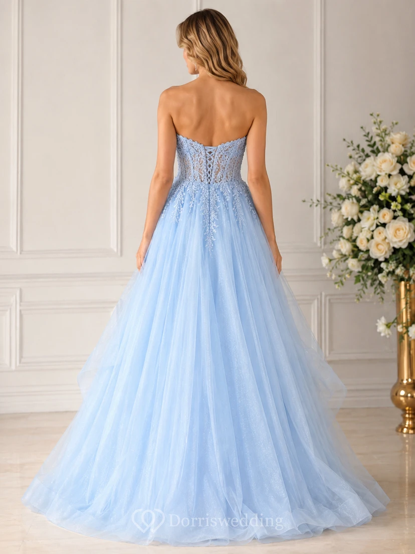 Princess Ball Gown Sweetheart Tulle Quinceanera Dress with Appliques view 2