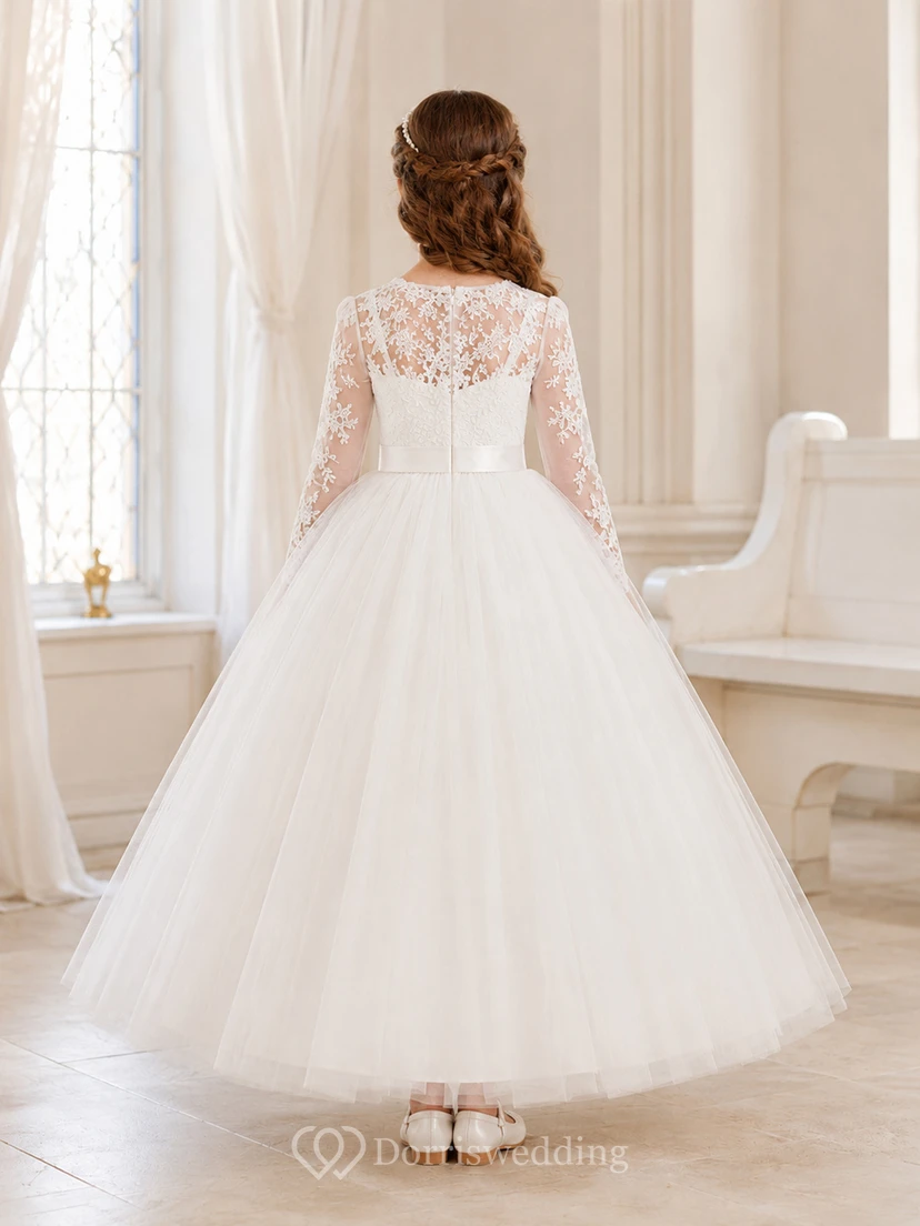 Knöchellanges Kleid aus Spitze und Tüll für Kommunionmädchen view 2