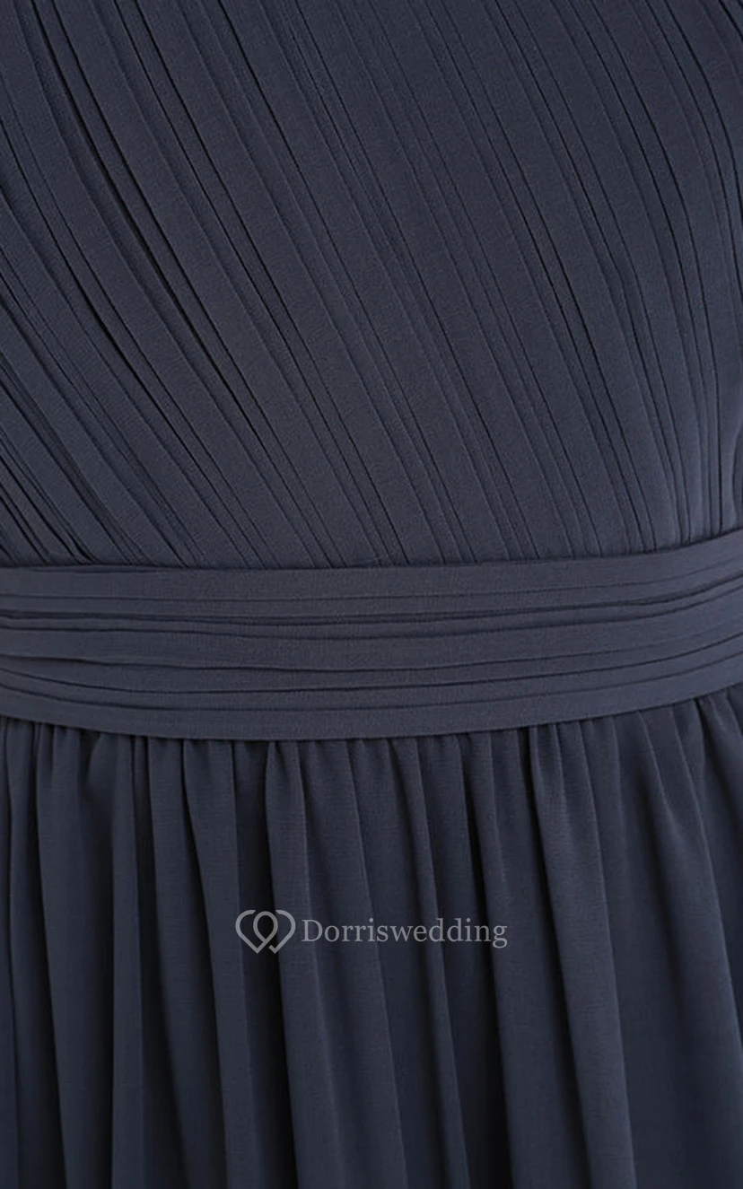 Long One-Shoulder Chiffon A-Line Unique Dress view 4