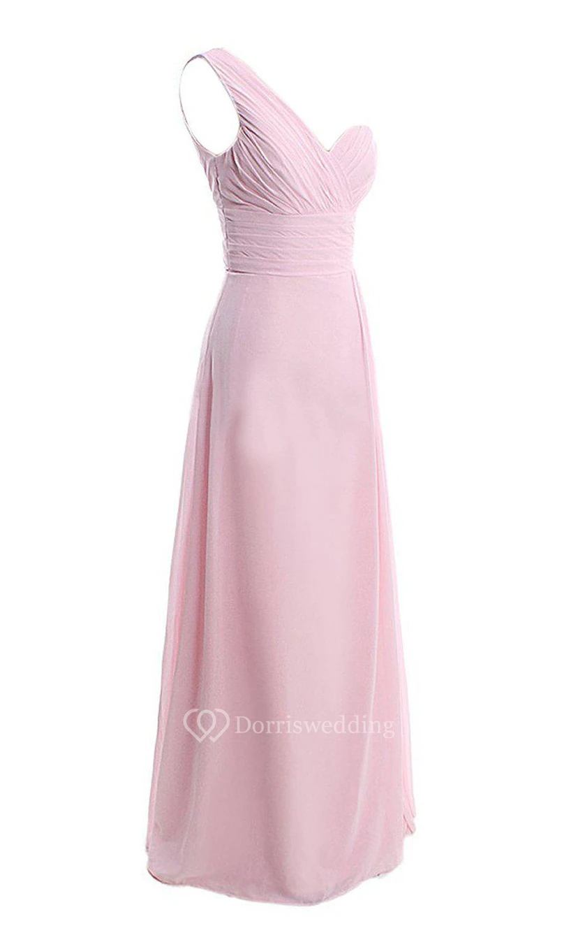 Refined One-shoulder Chiffon Dress With Ruching view 2