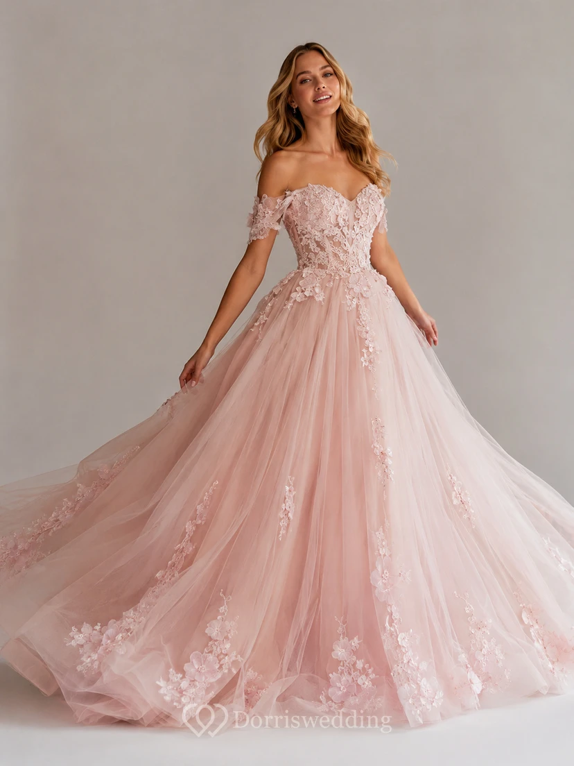 Sweetheart Ball Gown Tulle A-line Applique Exquisite Prom Dress view 3