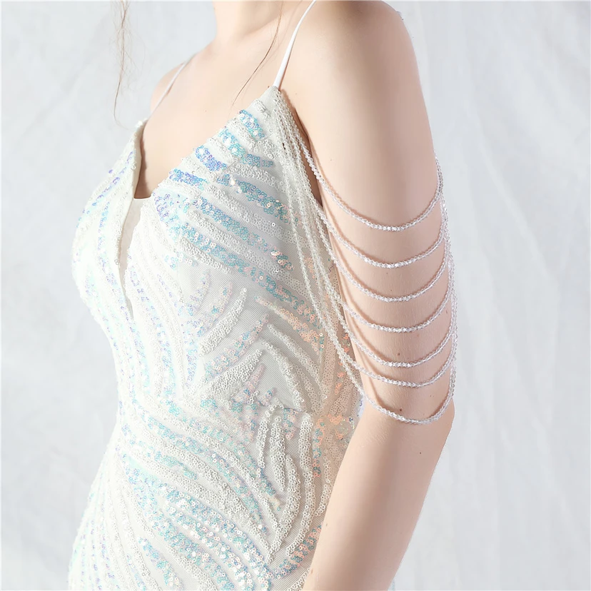 Layered Beads Spliced ​​Mesh High-End Evening Dress view 19