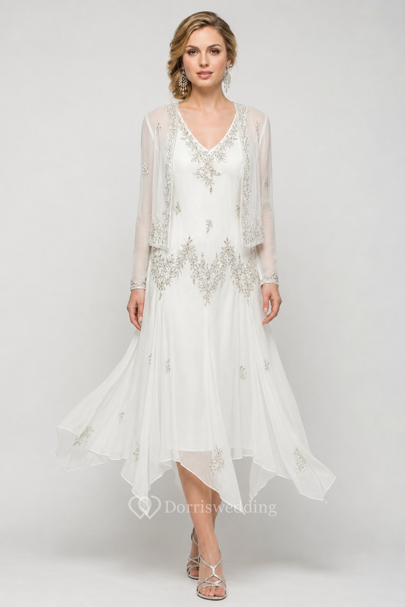 Forest Green Beaded Vintage-Style Cocktail Dress with Sheer Jacket