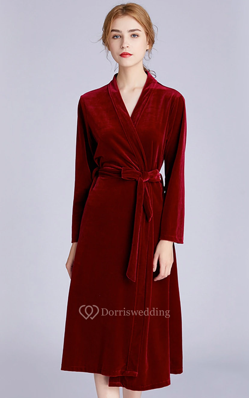 Bride Bridesmaid Embroidery Long Robe view 2