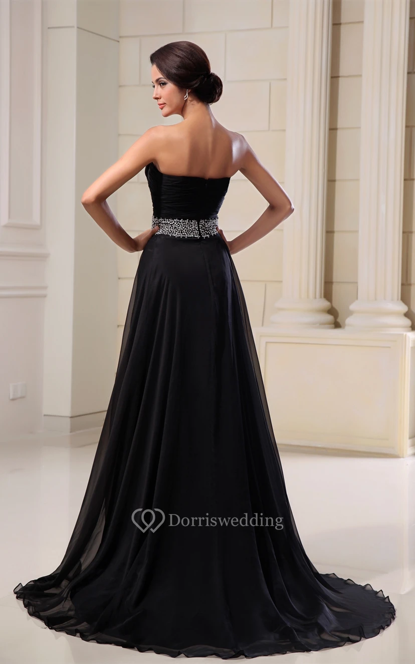 Wonderful Scalloped-Neck Chiffon Gown With Sequined Waist view 6