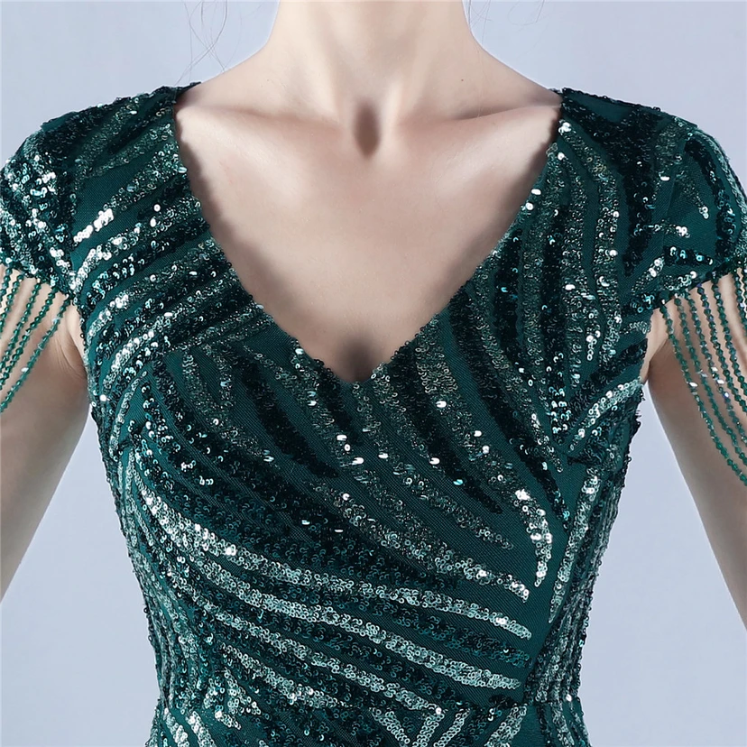 A-Line Big Swing Dress Skirt Encrypted Sequined Craft Beaded Evening Dress view 35