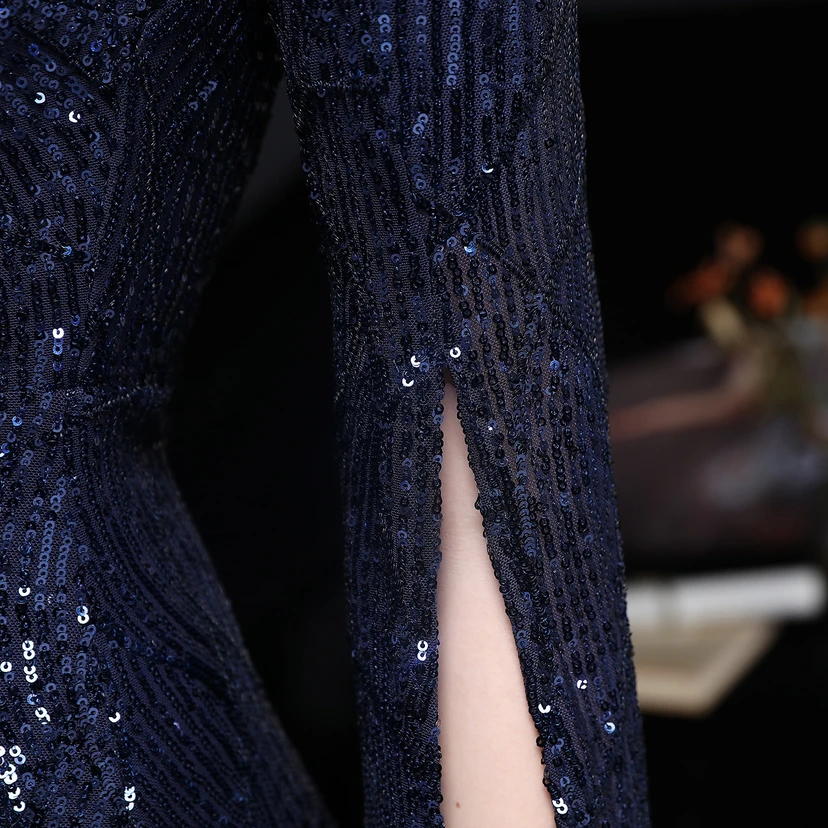 Robe de soirée élégante à sequins, longue, cintrée et sirène, idéale pour les réceptions et les célébrités. view 54