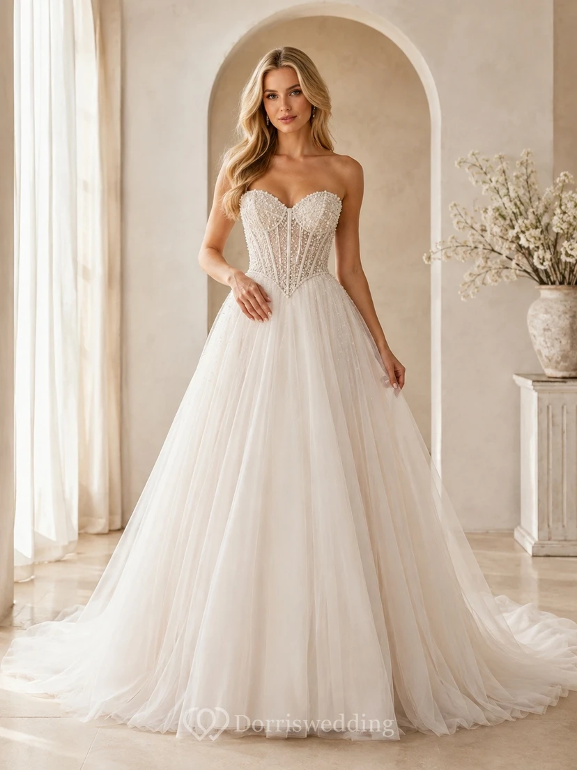 Simple A-line a Elegant Bridal Formal Wedding Dress