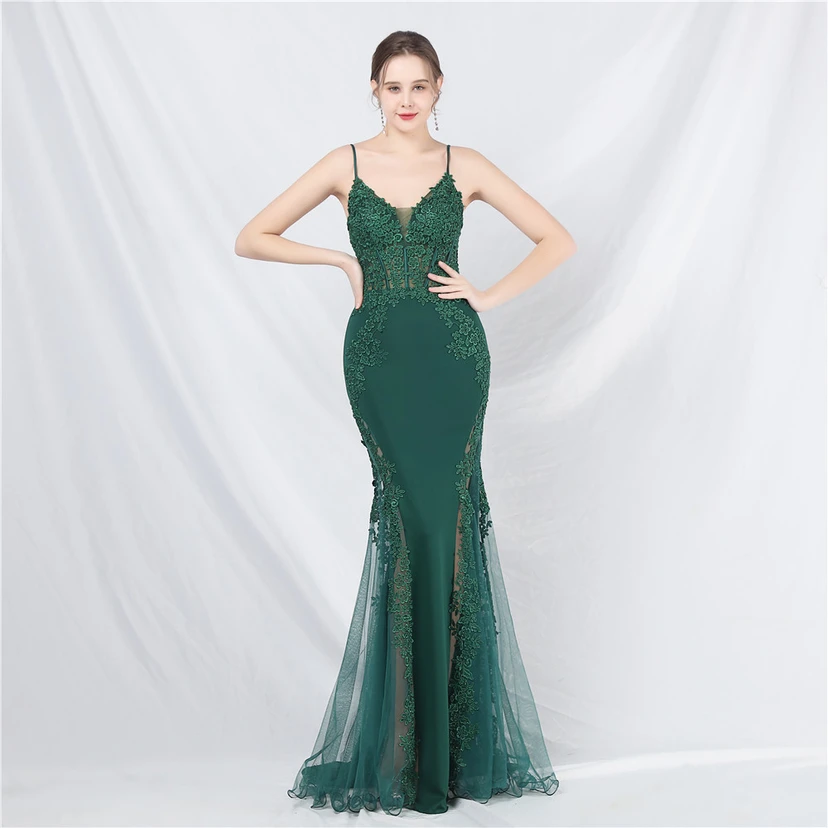 Spitzen-Abendkleid mit heißer Diamant- und Fischgrätenmuster-Weste, tiefem Taillenausschnitt, schulterfreiem Design und kurzer Schleppe view 55