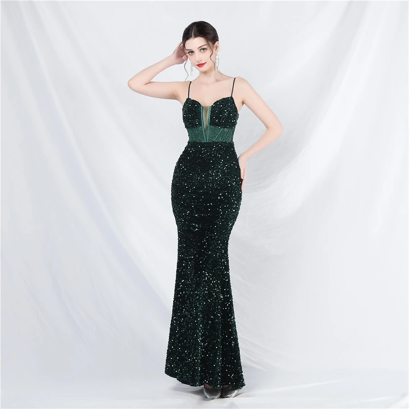 Vestido de noche pesado, estilo palacio, chaleco con diseño de espina de pescado, cintura con bordado de diamantes, flores, hombros descubiertos y tirantes. Vestido de alta gama. view 34