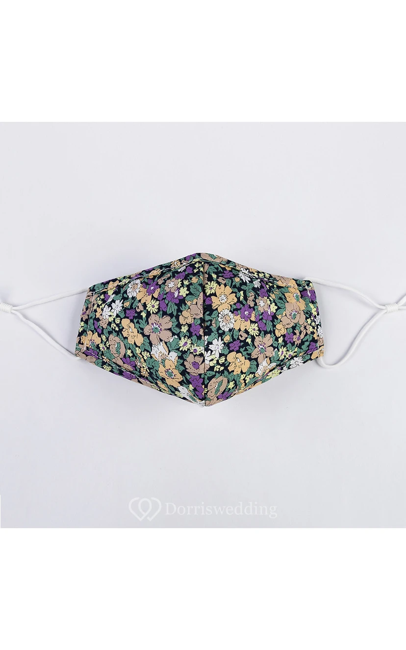 Non-medicial Floral Printed 3 Colors Cotton Reusable Face Mask view 2