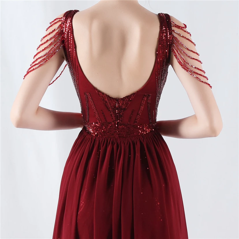 Paillettenbesetzte Blumen mit Cape-Stickerei, hochwertiges Abendkleid, ideal für die Ausrichtung der Jahrestagung view 7