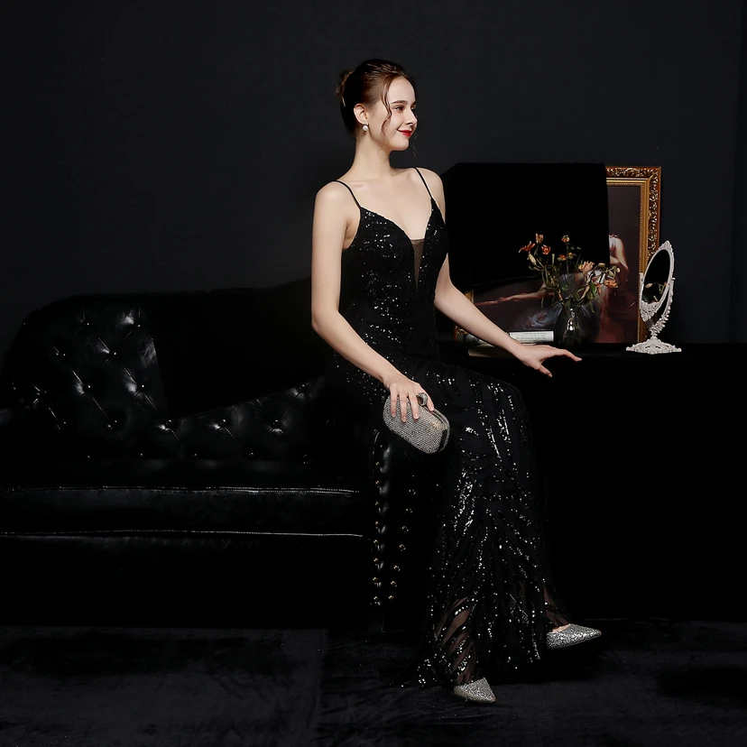 Sequined Fishtail Long Dress Performance Internet Celebrity Event Banquet Car Model Etiquette Evening Dress view 29