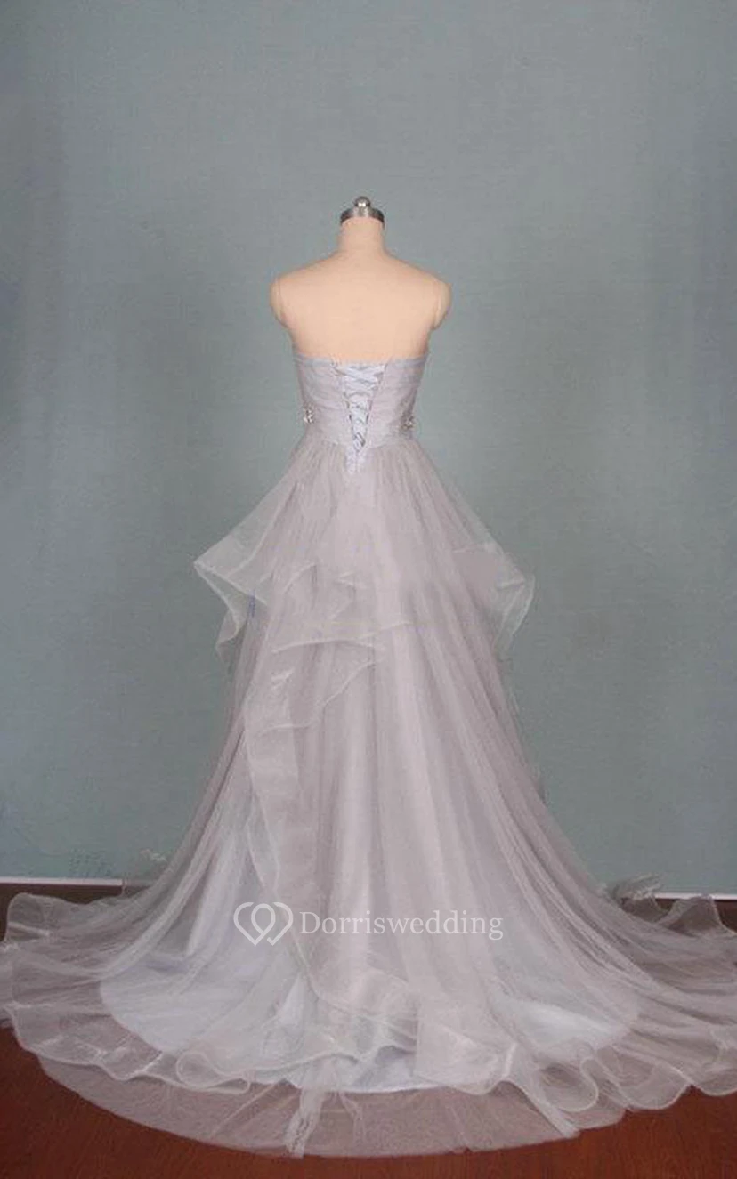 Dreaming Sweetheart Tulle Ruched Dress With Beading And Ruffles view 2