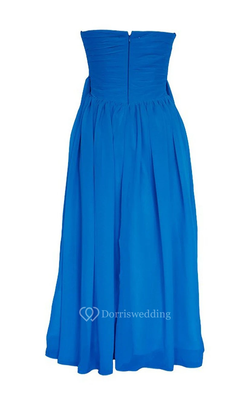 Tea-length Sweetheart Criss-cross Chiffon A-line Dress view 2