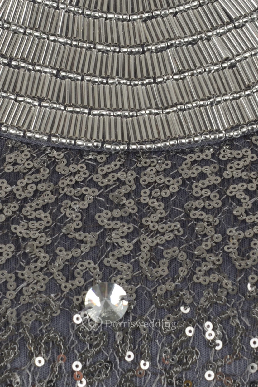 Sheath Scoop-Neck Floor-Length Sleeveless Sequins Prom Dress view 4