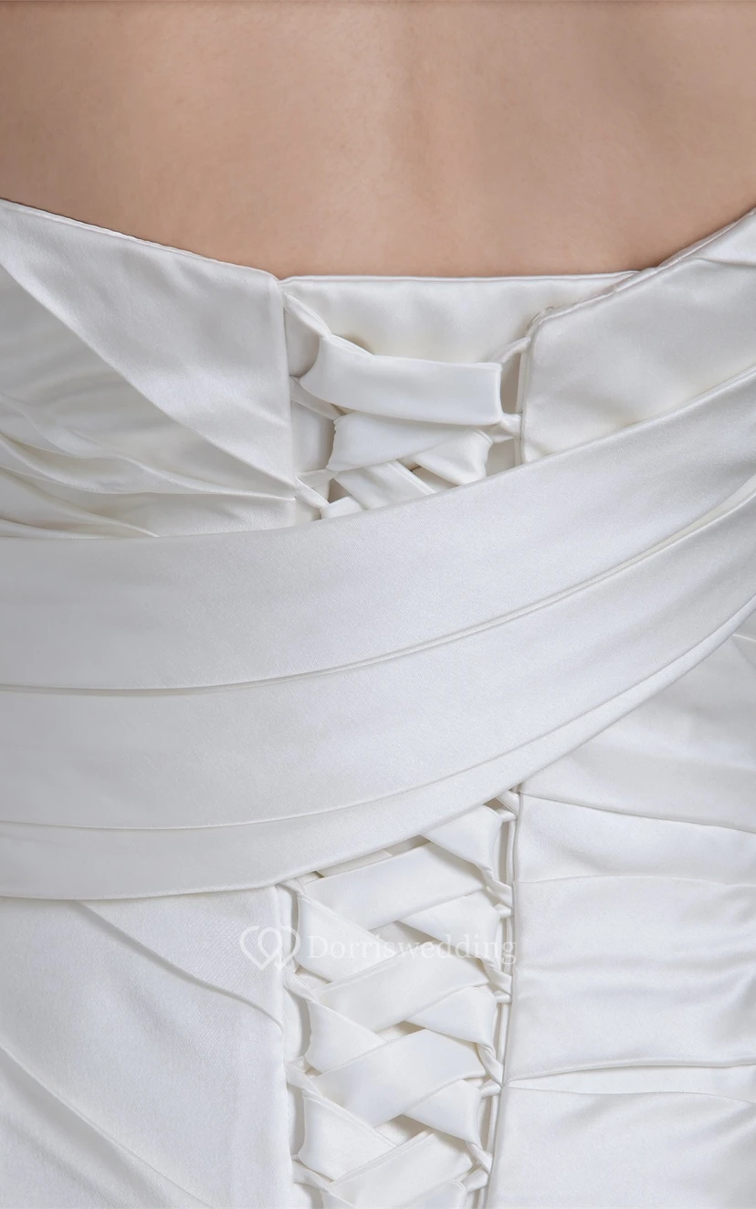 Unique Sleeveless Satin Strapless a Line Most Wedding Dresses view 6