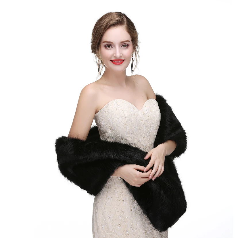 Bridal Winter Warm Wool Cape Fur Wedding Dress Fox Fur Waistcoat view 5