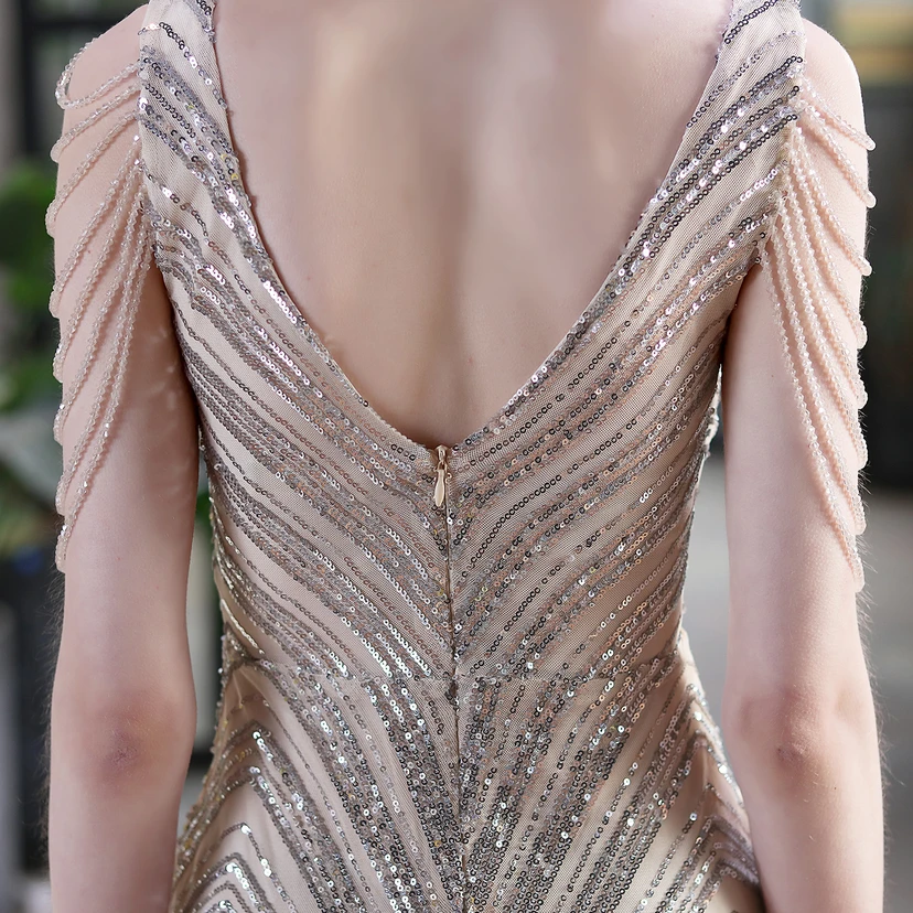 Paillettenbesetztes Meerjungfrauenkleid für Auftritte, Internet-Promi-Events, Bankette, Automodelle, Etikette, Abendkleid view 39