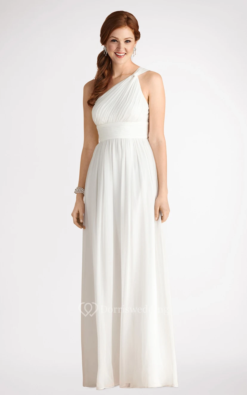Long-Chiffon Modern One-Shoulder Dress With Ruching view 28