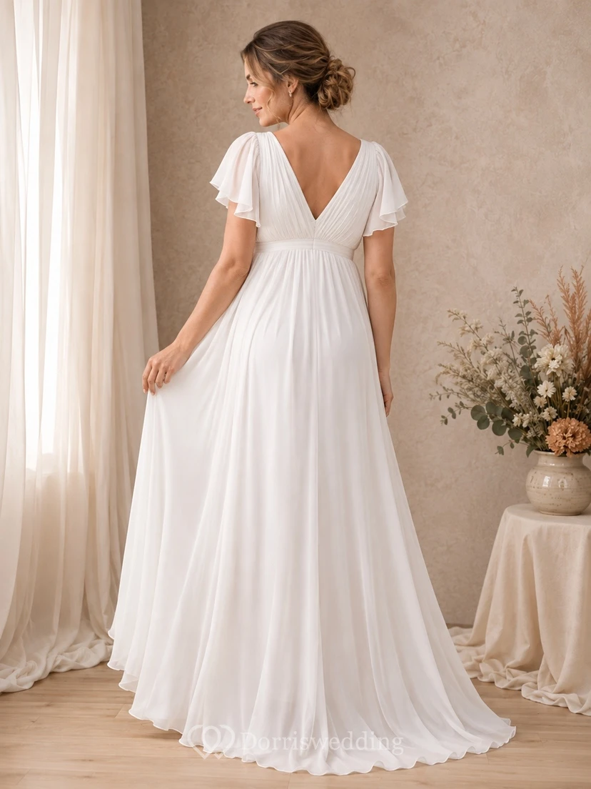 Maternity Chiffon Flutter Sleeve Long Dress Classic Occasion view 2