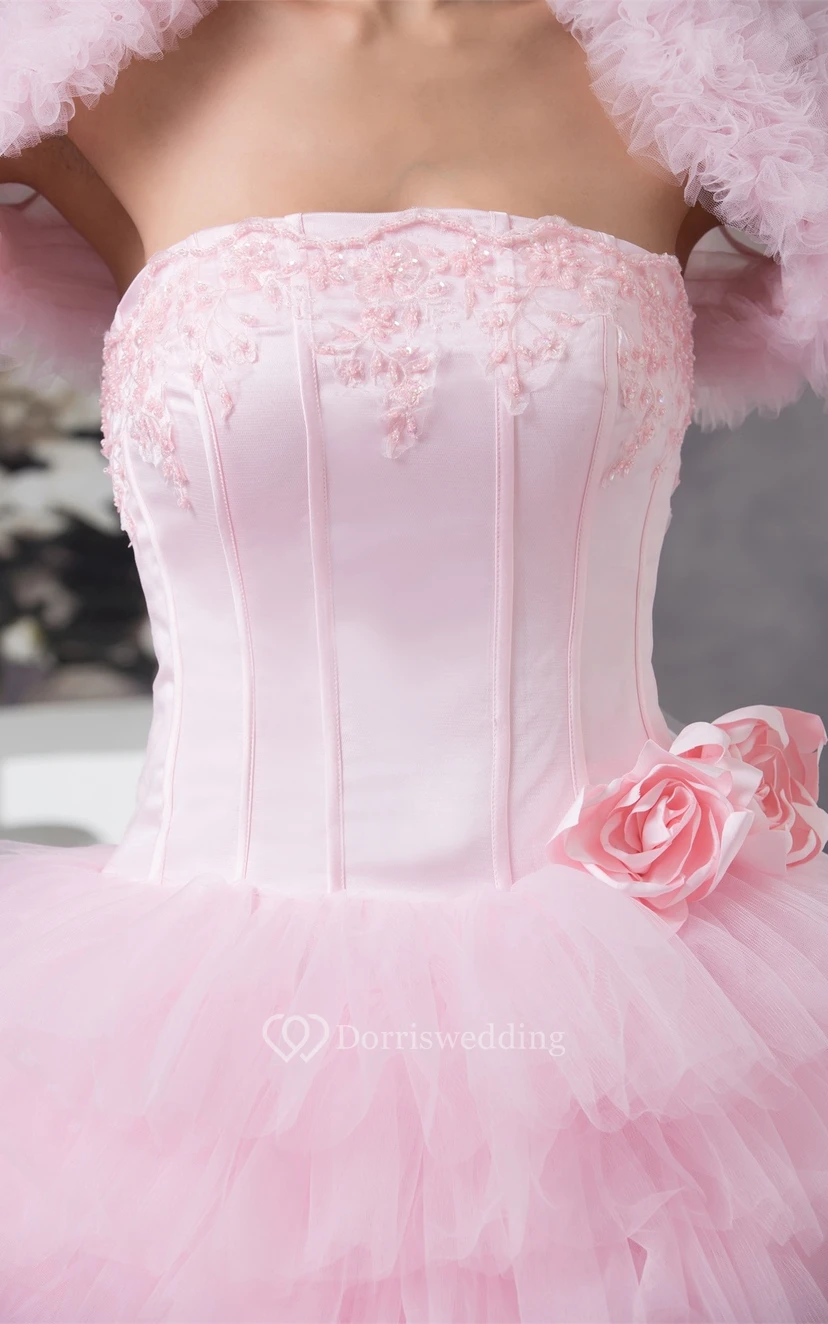 Sleeveless Ruffled Bolero and Ball-Gown With Appliques view 2