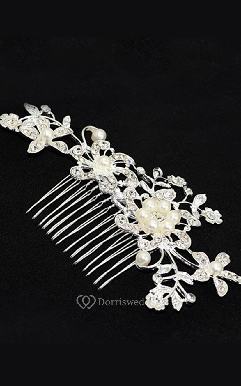 Korean Pearl Flower Gold Hair Comb view 2