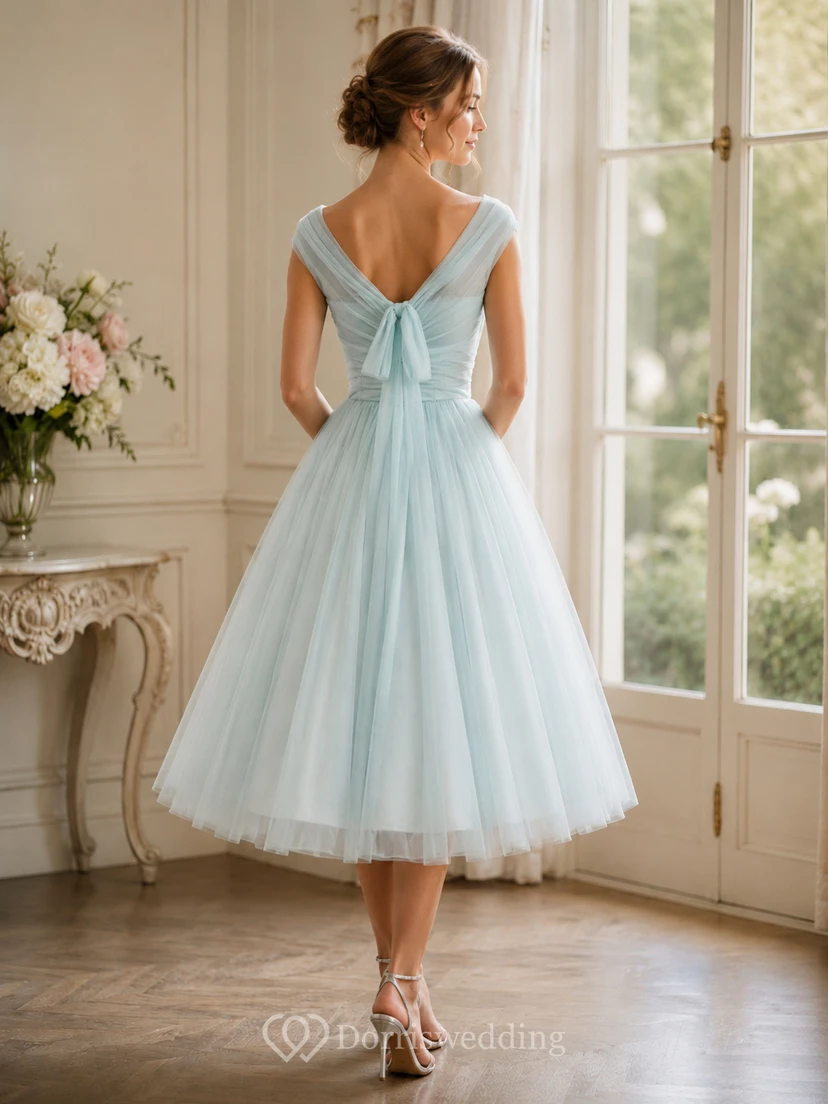 Charming V Neck Empire Chiffon Ball Gown With Bow view 2