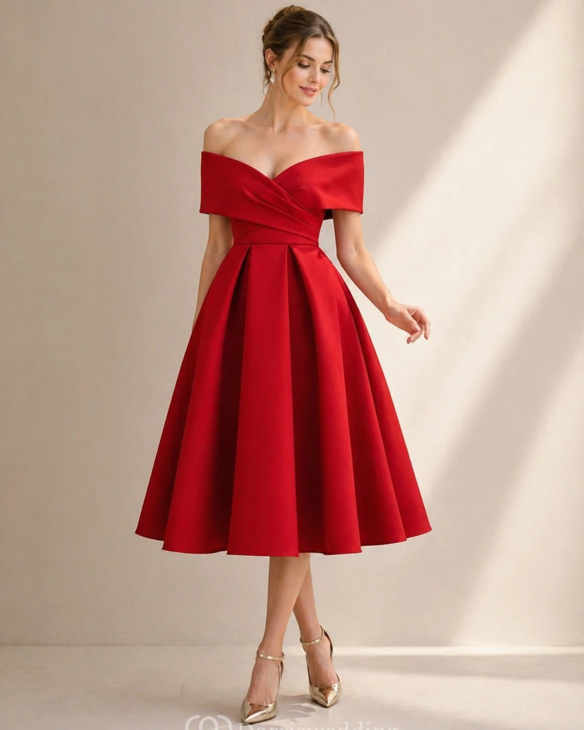Vestido de cóctel moderno sin mangas, de corte A, largo hasta la rodilla, de satén, con tira entrecruzada. view 6