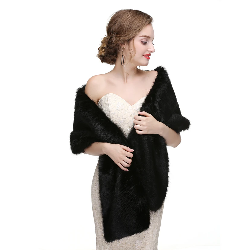 Bridal Winter Warm Wool Cape Fur Wedding Dress Fox Fur Waistcoat view 4