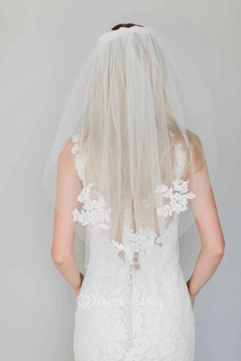 Soft Single Layer Short Tulle Bridal Veil view 2