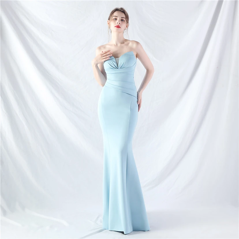 Craft Dress Sexy Off-Shoulder Wrapped Chest Satin Evening Dress view 33