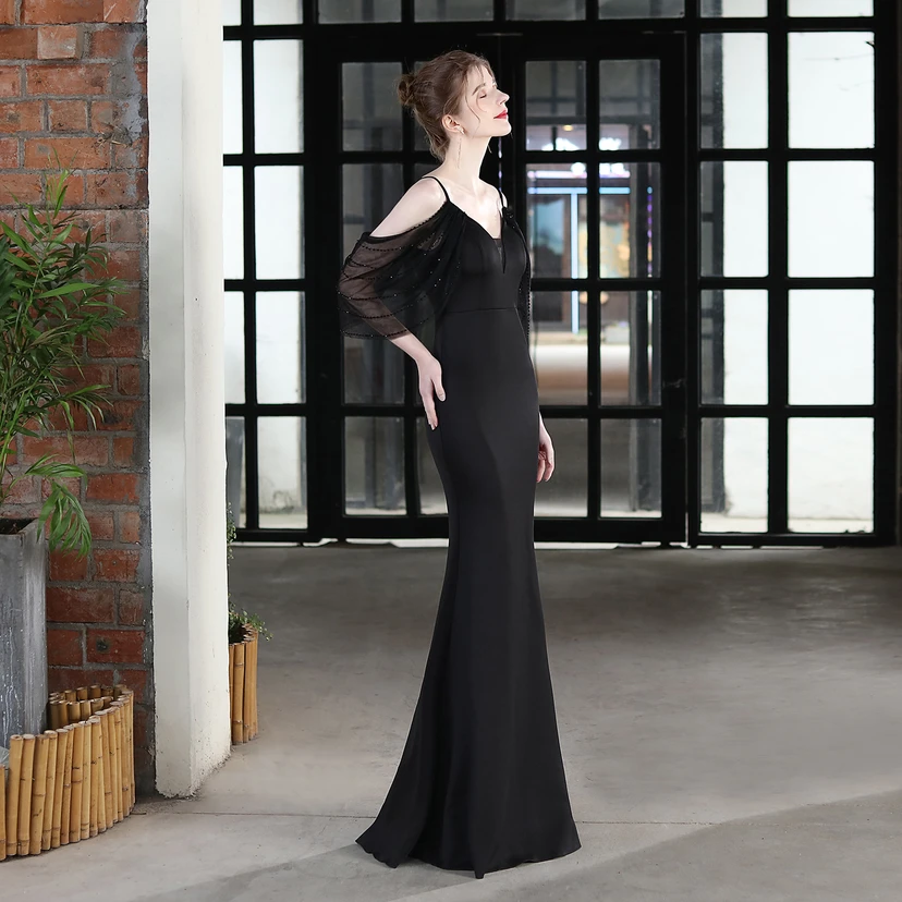 Toast Dress Bride Long Sling Thank You Banquet Slim Fishtail Skirt Wedding Car Model Exhibition Dress view 2