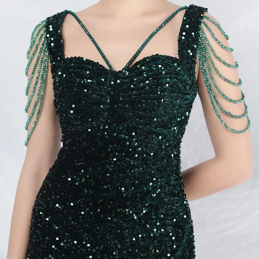 Ladies And Celebrities Formal Occasions Velvet-Bottomed Hand-Beaded Long Evening Dress view 53