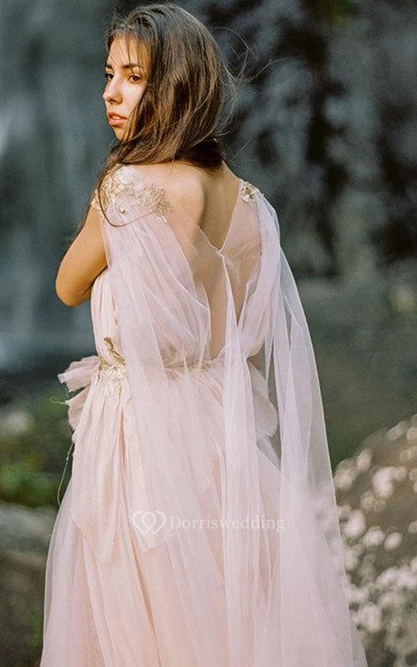 Bohemian Champagner Hochzeitskleid view 2