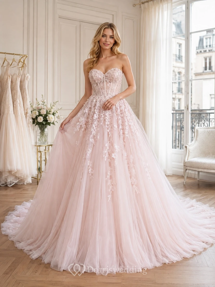 Boho-Romantik-Elegantes Brautkleid mit Herzausschnitt, formelles Hochzeitskleid, Edition B, Ball