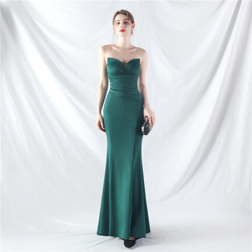 Craft Dress Sexy Off-Shoulder Wrapped Chest Satin Evening Dress view 29