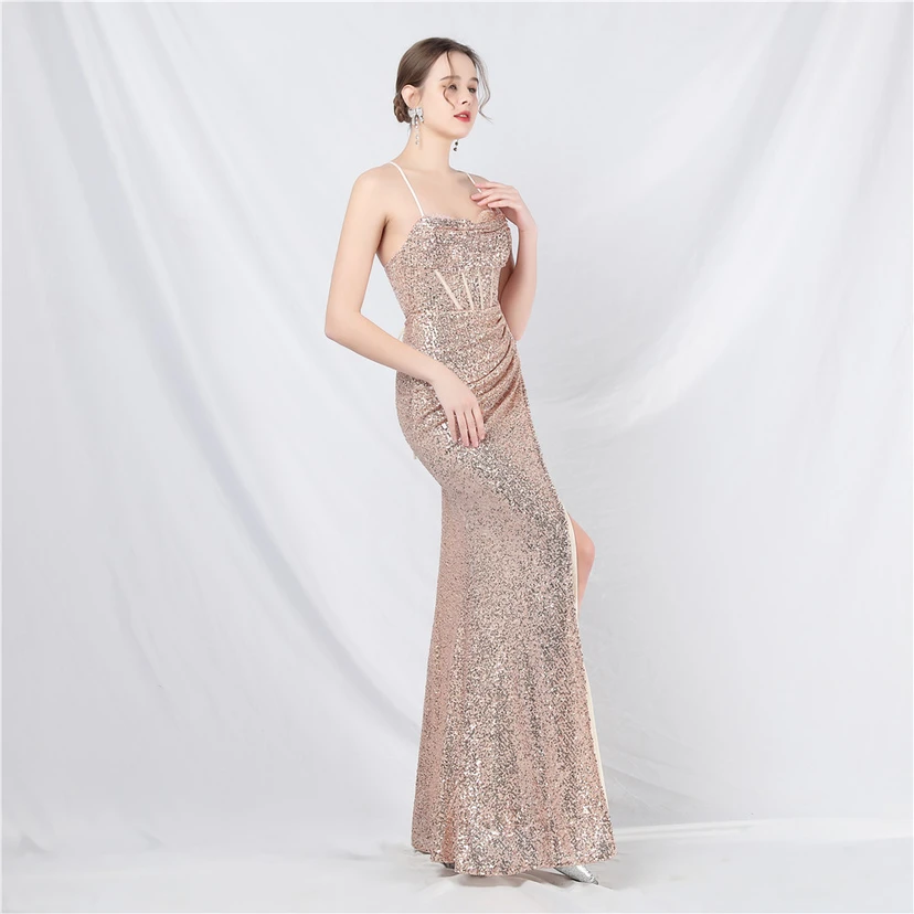 Palace Style Fishbone Waist Heavy Beading High-End Evening Dress view 3