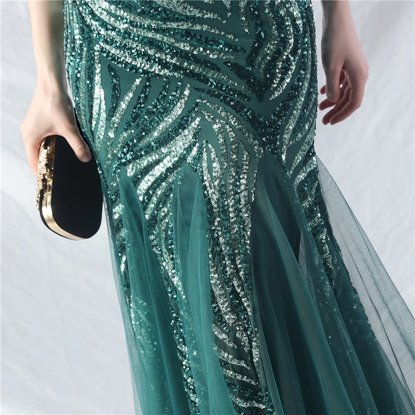 Layered Beads Spliced ​​Mesh High-End Evening Dress view 103