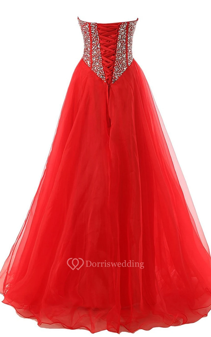 Sweetheart Bust-embellishmented A-line Gown With Lace-up Back view 2