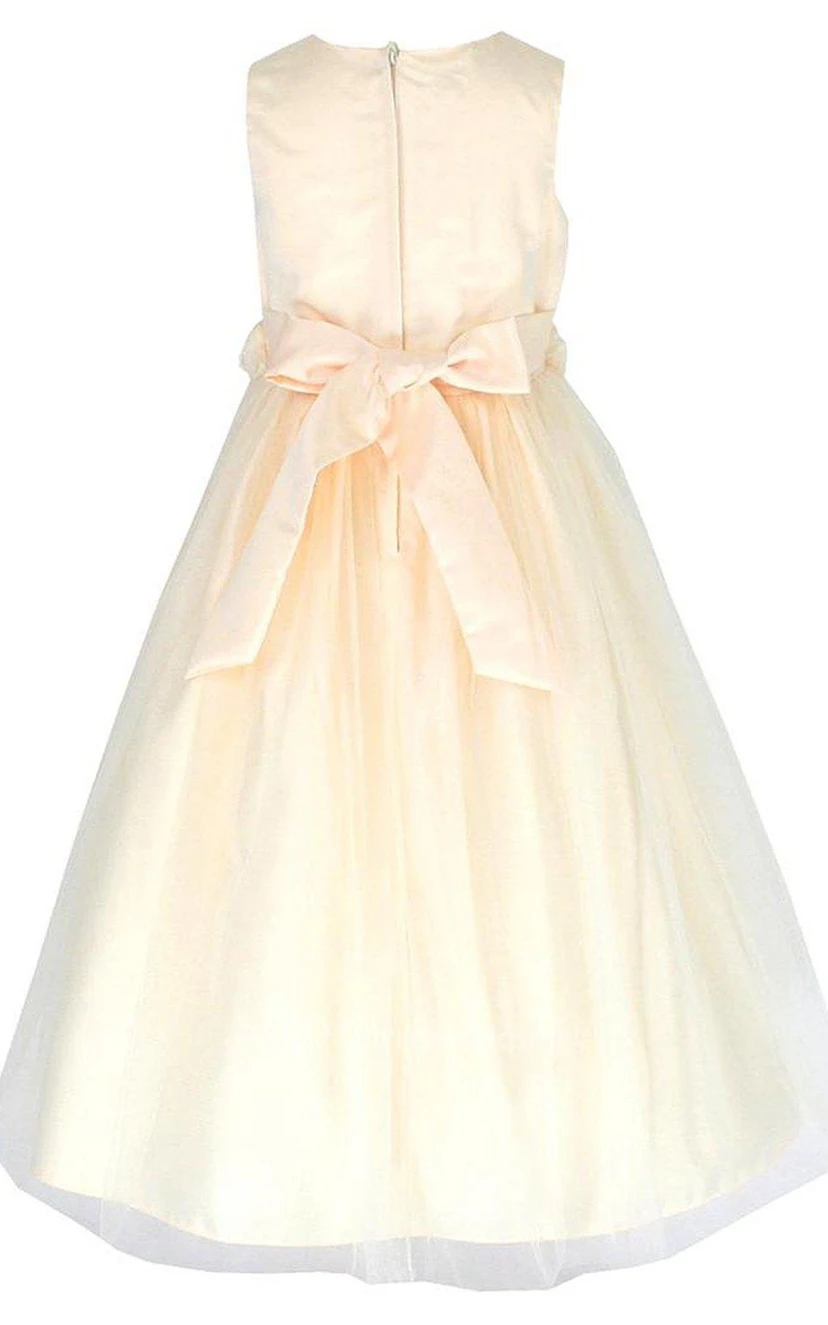 Sleeveless V-neck A-line Pleated Dress With Bow view 3