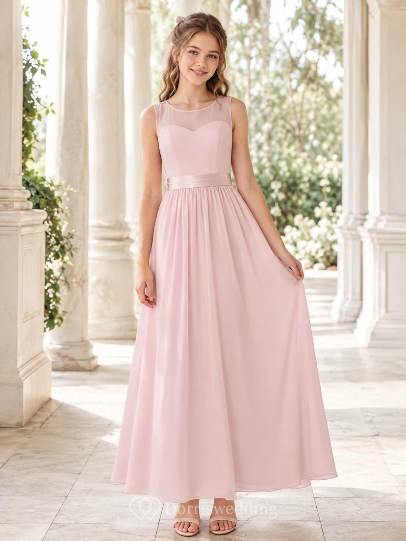 Zartrosa Brautjungfernkleid im Vintage-Stil, A-Linie, ärmellos, kastenförmig, Vintage