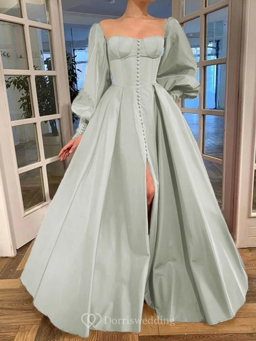 Elegantes Kleid im Vintage-Stil mit langen Puffärmeln, Empire-Stil und Schlitz vorne view 41