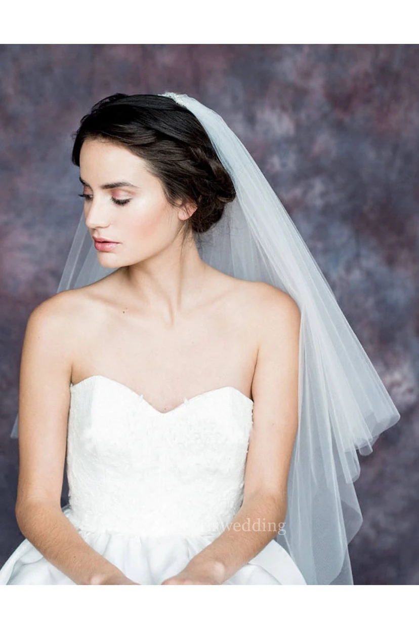 Double-Layer Simple Soft Tulle Wedding Veil view 3