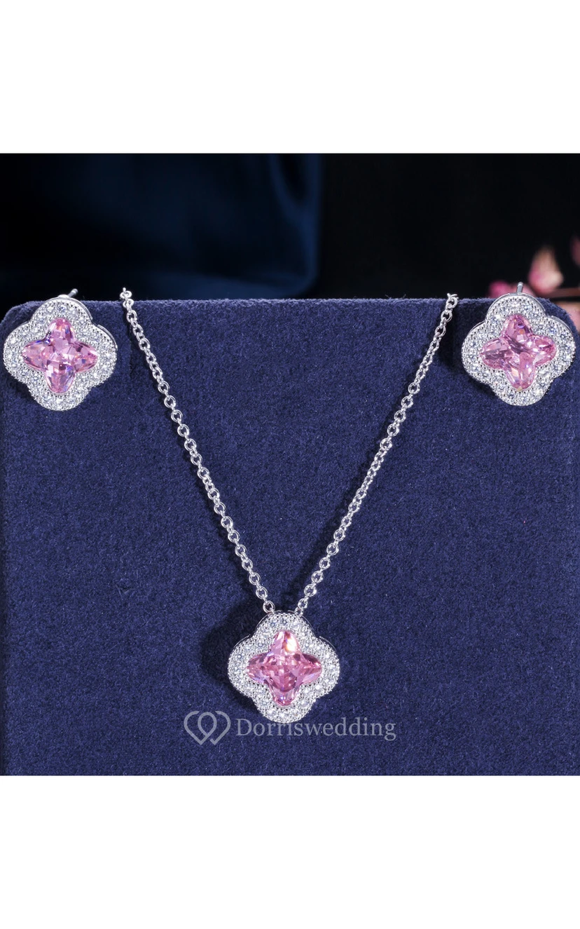 Besonderes mehrfarbiges Strass-Schmuckset für Braut und Cocktailpartys: Halskette und Ohrringe view 4